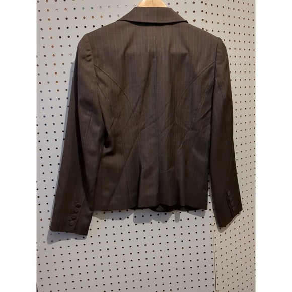 Ann Taylor Women's Wool Brown Button Size2 Career Jacket Blazer PinStripe Pocket - Picture 2 of 3